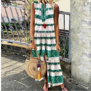 Lulunina XL Geometric Print Split Front Maxi Dress